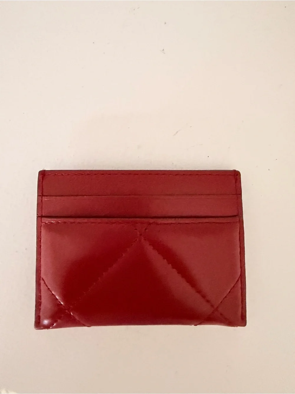Tory Burch Burgundy Leather Card Holder with Silver Logo